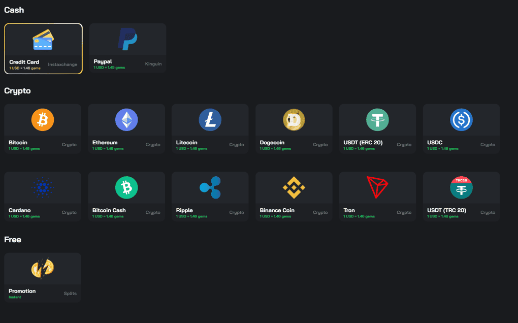 Splits.gg payment methods for Rust gambling 