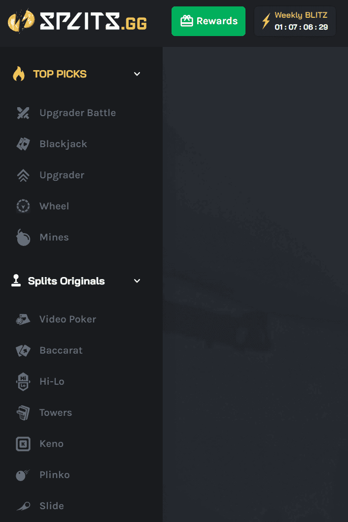 Splits.gg User Interface for Rust gambling 