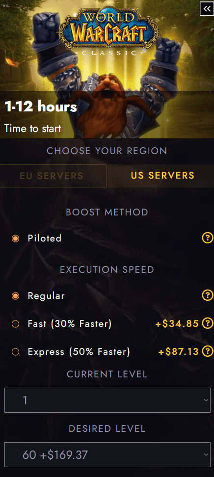 Customization options for boosting services 