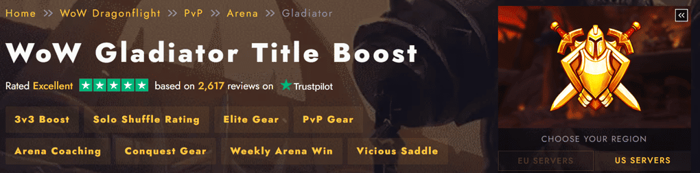 WoW Gladiator Title Boost for boosting services 