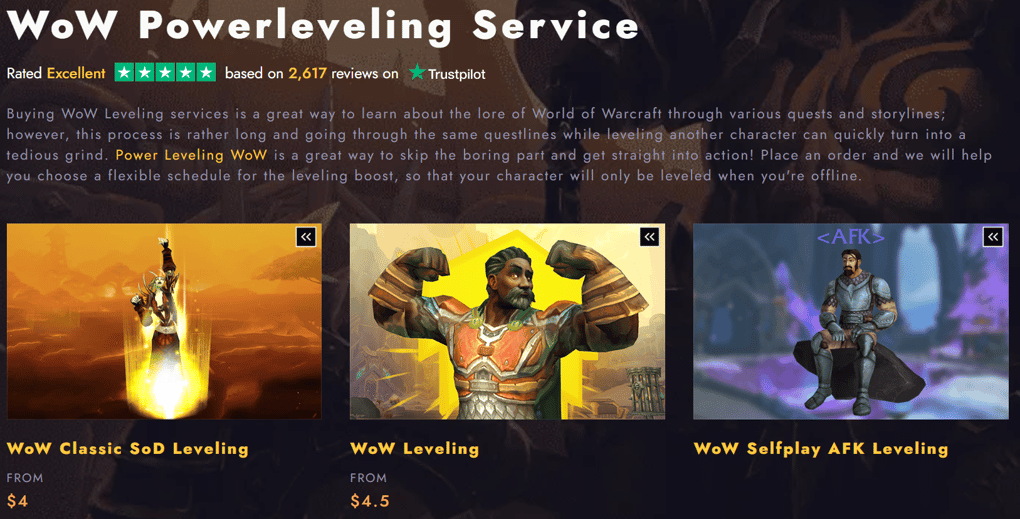 WoW Powerleveling Service for boosting services 