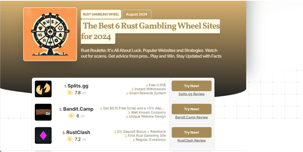 Screenshot of a trusted Rust gambling site highlighting security features