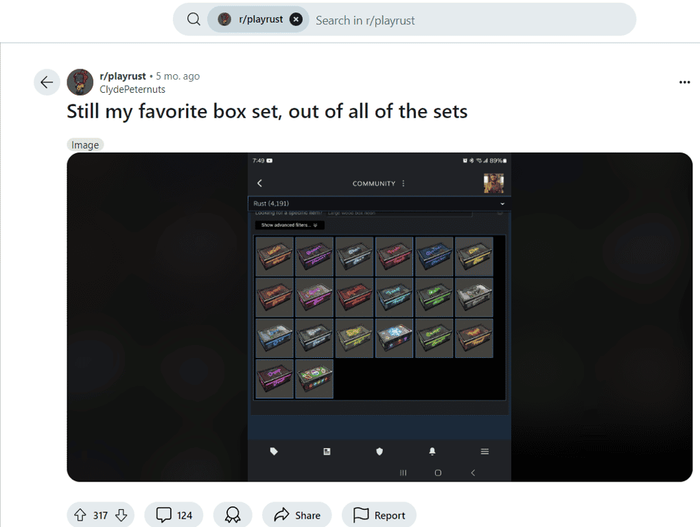 Example of a successful Rust skin collection