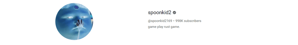 Screenshot of Spoonkid2's YouTube channel with subscriber count visible