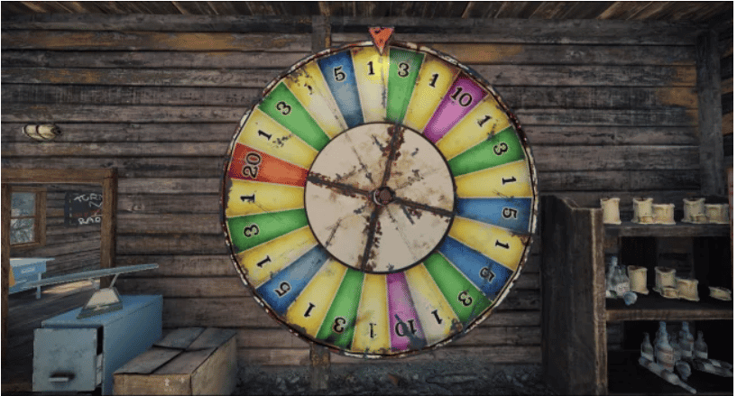 Spinning Rust roulette wheel showing different color segments