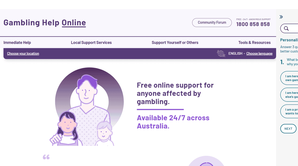 A screenshot of an online forum or resource page offering help for gambling addiction