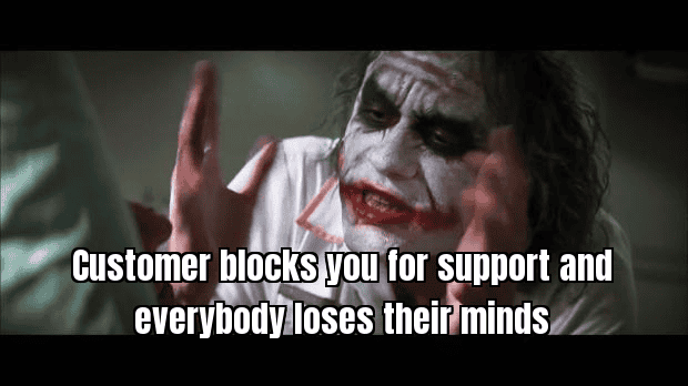 Funny meme about poor customer support and account blocks